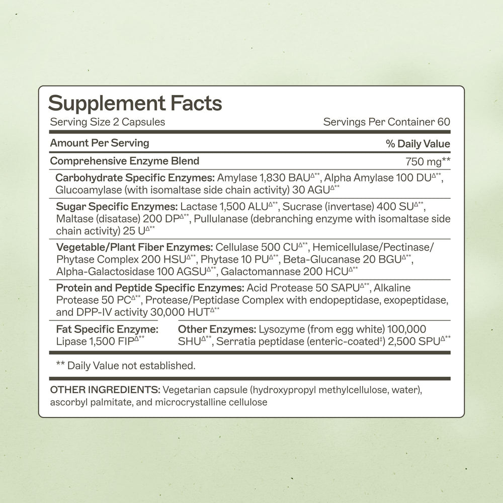 Amy Myers MD Complete Enzymes capsules highlight gluten-free, non-dairy daily support for meals.