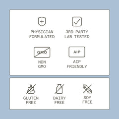 Label highlights Gluten-Free, Non-Dairy, Non-Soy and Non-GMO