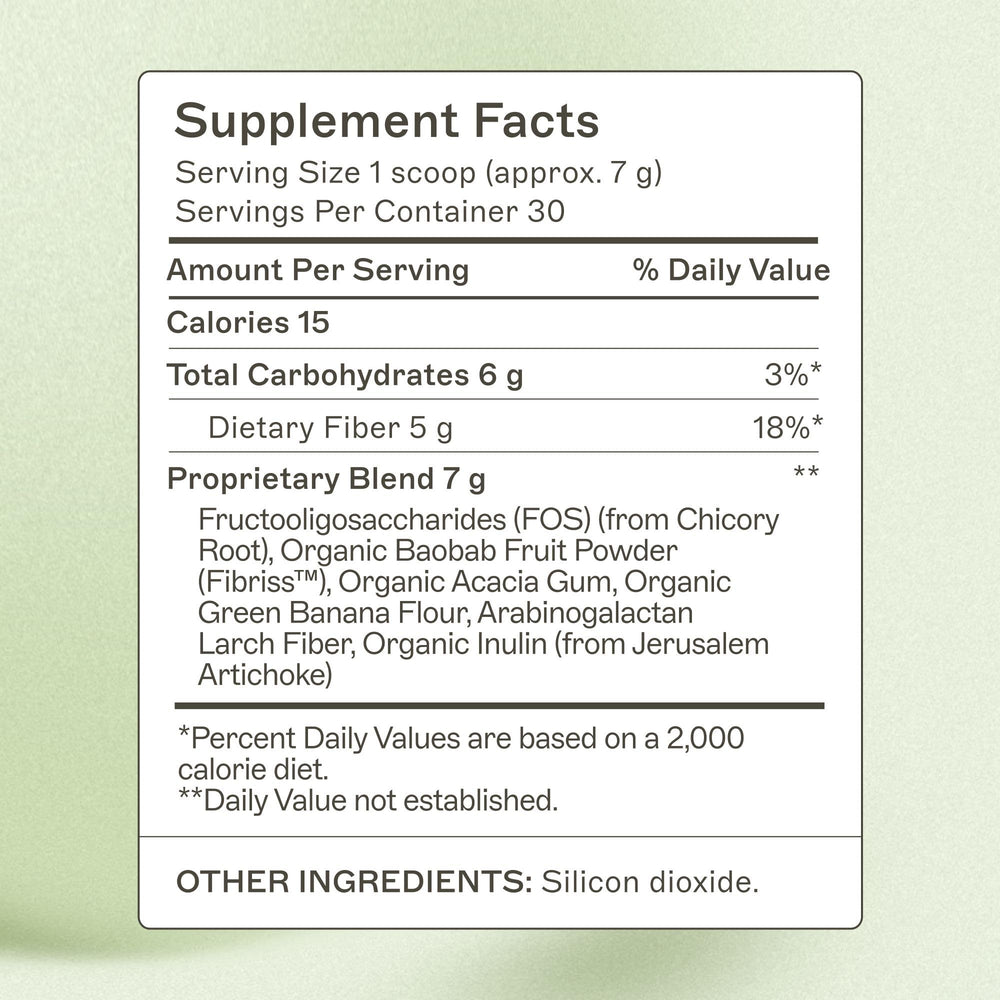 Ingredients label for Amy Myers MD Prebiotic Fiber Powder