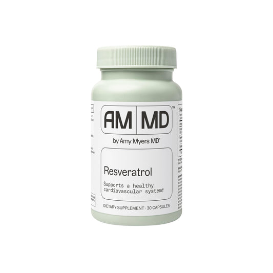 Amy Myers MD Resveratrol supplement bottle, front view