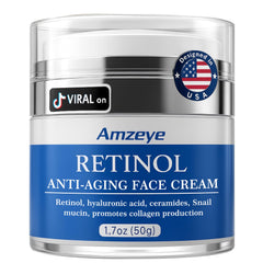 AMZEYE Retinol Face Cream jar closeup showing rich texture for nightly use