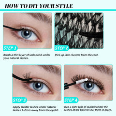 AMZGIRL application guide image showing at-home lash steps