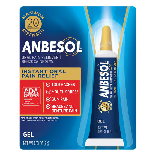Anbesol Gel Maximum Strength 0.33 oz for toothache, gum pain, canker sores and denture pain