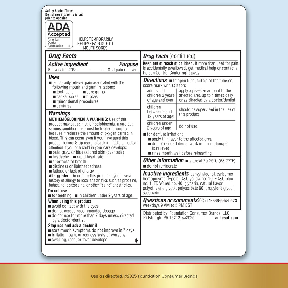 Front package labeling of Anbesol Gel Maximum Strength