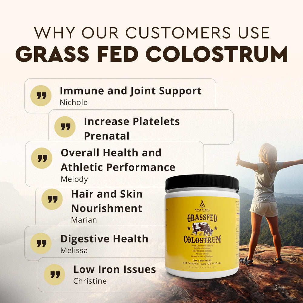 Ingredients and nutrition panel for colostrum powder