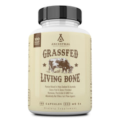 Bottle of Ancestral Supplements Grass-Fed Beef Living Bone Supplement with 180 capsules