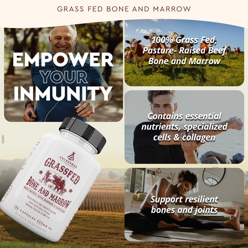 Ancestral Supplements label detail showcases grass-fed origin and purity.