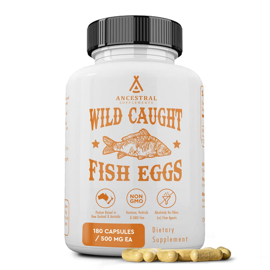 Bottle of Ancestral Supplements Wild Caught Fish Eggs 180 capsules