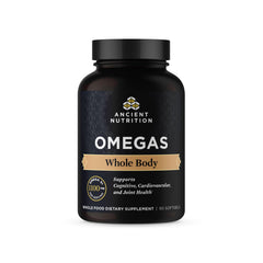 Ancient Nutrition Ancient Omegas Whole Body bottle showing freshness seal for clarity and trust