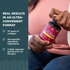 Ancient Nutrition collagen capsules closeup ready for daily use