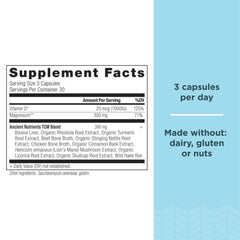 Close-up of magnesium 300mg with Vitamin D and herbs