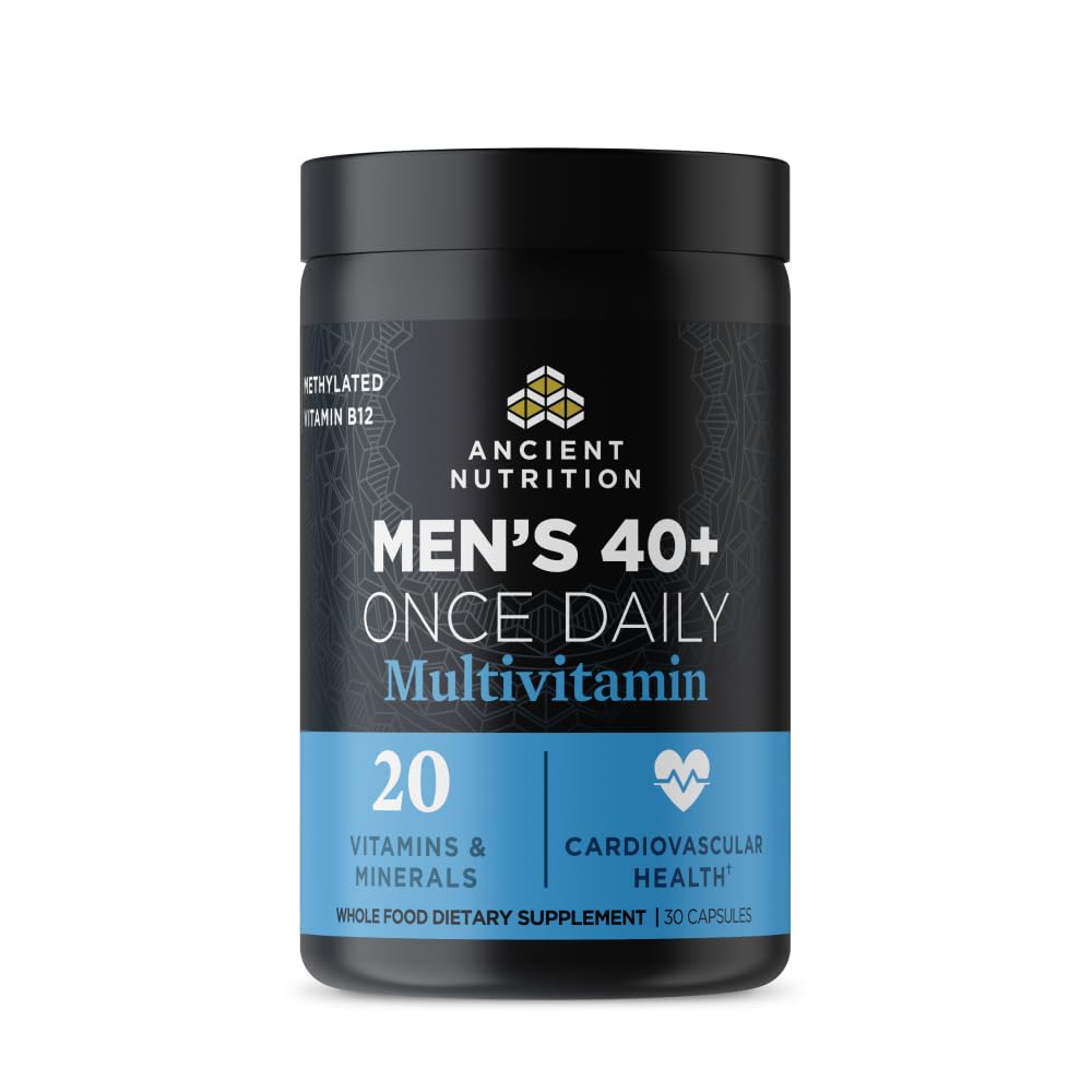 Bottle of ANCIENT NUTRITION Men's 40+ 1-Day Multivitamin, 30-count