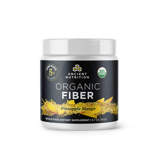 Canister of Ancient Nutrition Organic Fiber Powder Pineapple Mango 6.4 oz