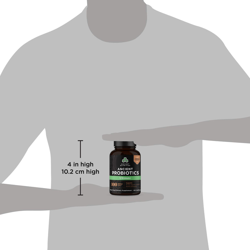 Product packaging and bottle of Ancient Nutrition Probiotics