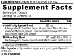 Close-up of Probiotics for Mental Clarity bottle label