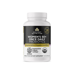 Front view of Ancient Nutrition Probiotics for Women 50+ bottle