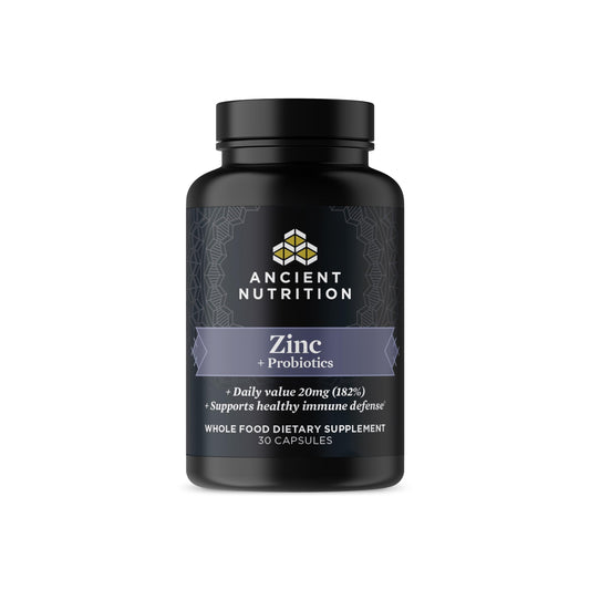 Ancient Nutrition Probiotics and Zinc bottle front view