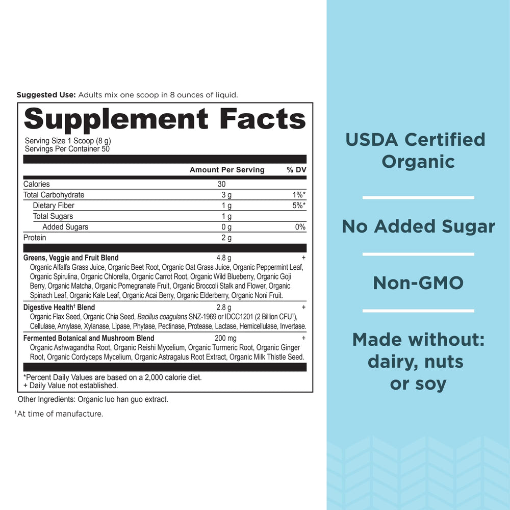 Close-up of spirulina and chlorella ingredients