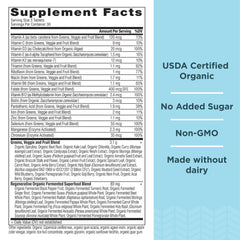 Organic banner showcasing Ancient Nutrition Supergreens ingredients