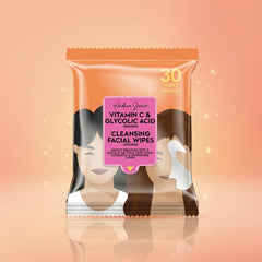 Andrea Grace face wipes dirt and oil removal scene for deep cleansing routine.