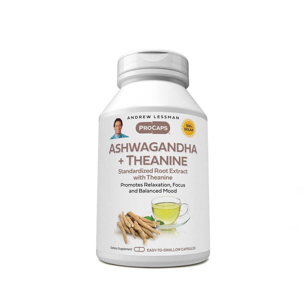 Andrew Lessman Ashwagandha + Theanine 60 capsules bottle label