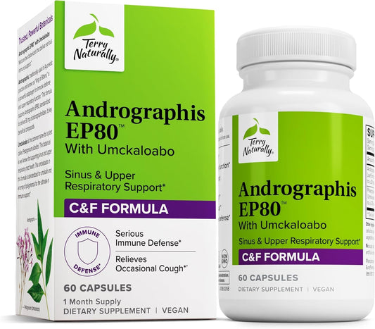 Box of Andrographis EP80 with Umckaloabo Sinus Support capsules