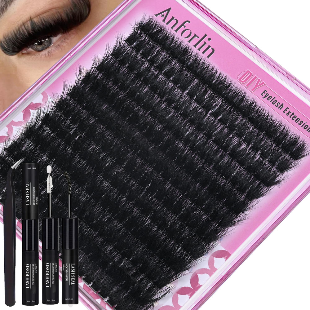 Anforlin lash clusters kit 240pcs offers bold volume for dramatic eyes.