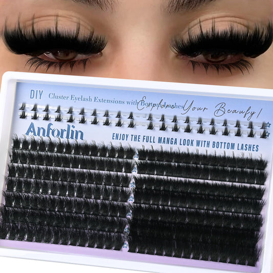 ANFORLIN thick lash clusters with spikes for dramatic upper lashes