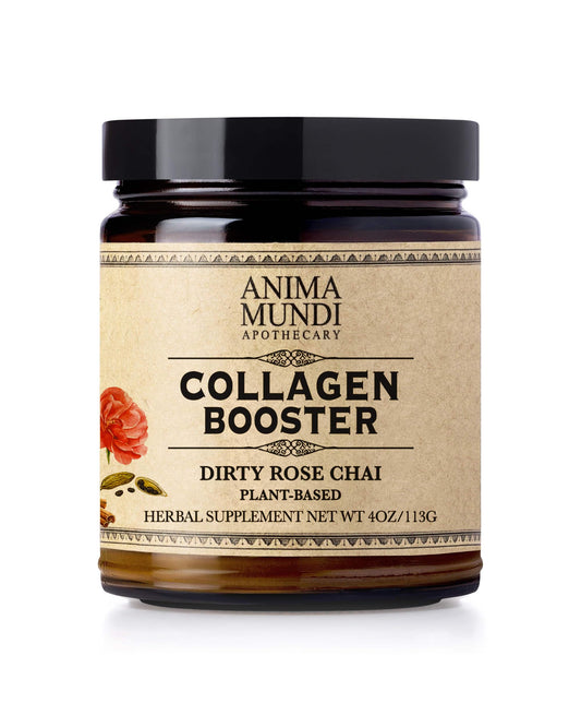 Front view of Anima Mundi Apothecary vegan collagen booster powder Dirty Rose Chai