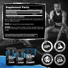 Close-up of unflavored Creatine Monohydrate label