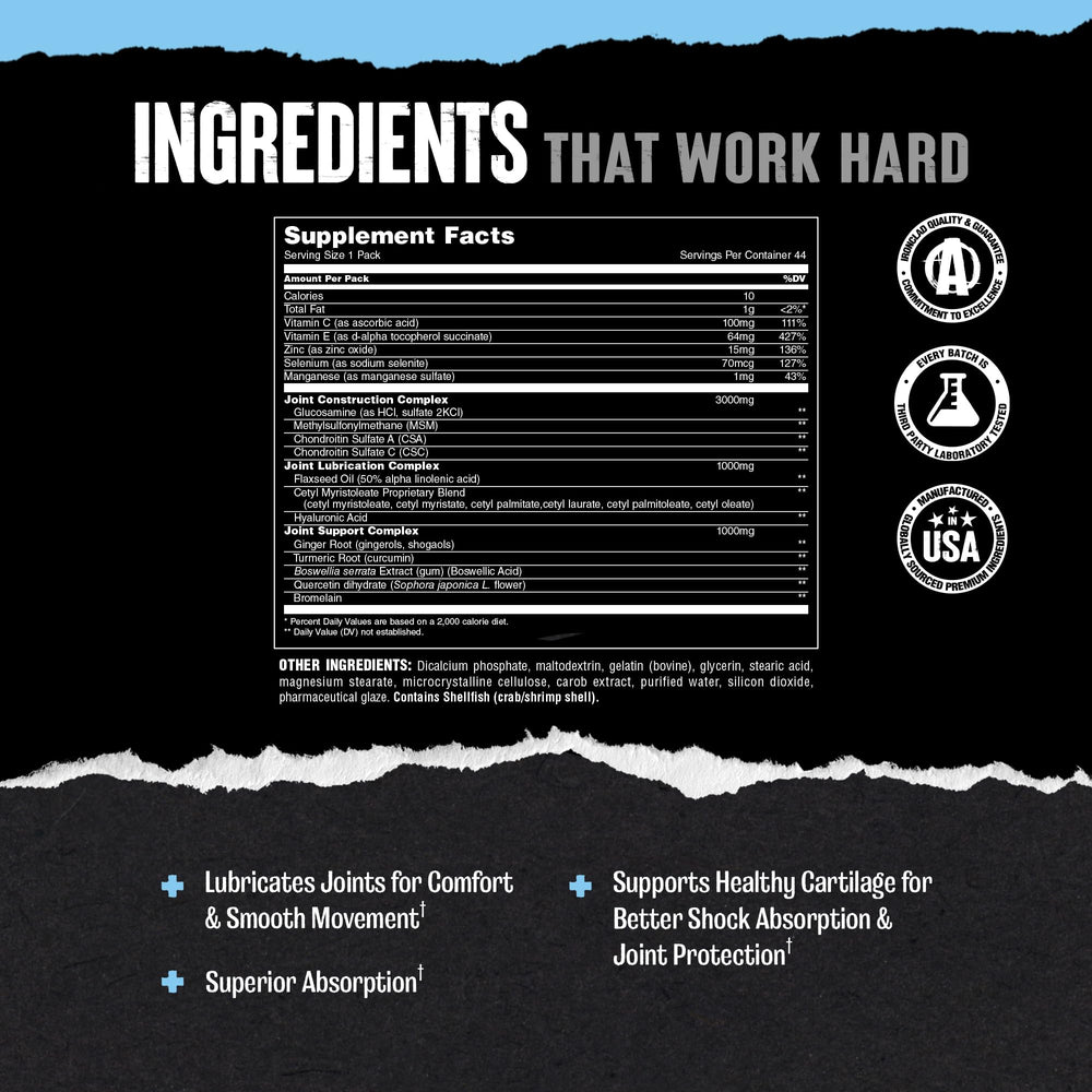 Flaxseed oil and hyaluronic acid support joint lubrication in Animal Flex