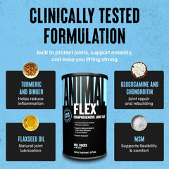 Animal Flex turmeric and ginger support recovery-minded users.