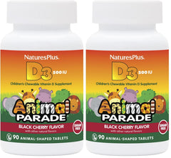 NaturesPlus Animal Parade Sugar-Free Vitamin D3 500 IU for kids in two-pack