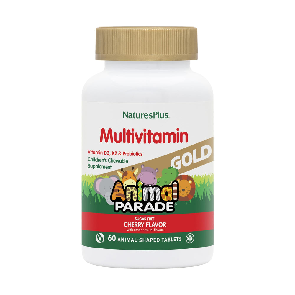Natures Plus Animal Parade Gold Kids Multivitamin Cherry Chewables bottle