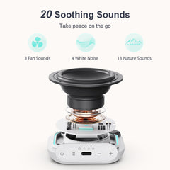 ANJANK mini travel white noise machine with 15-hour battery for outdoor use.
