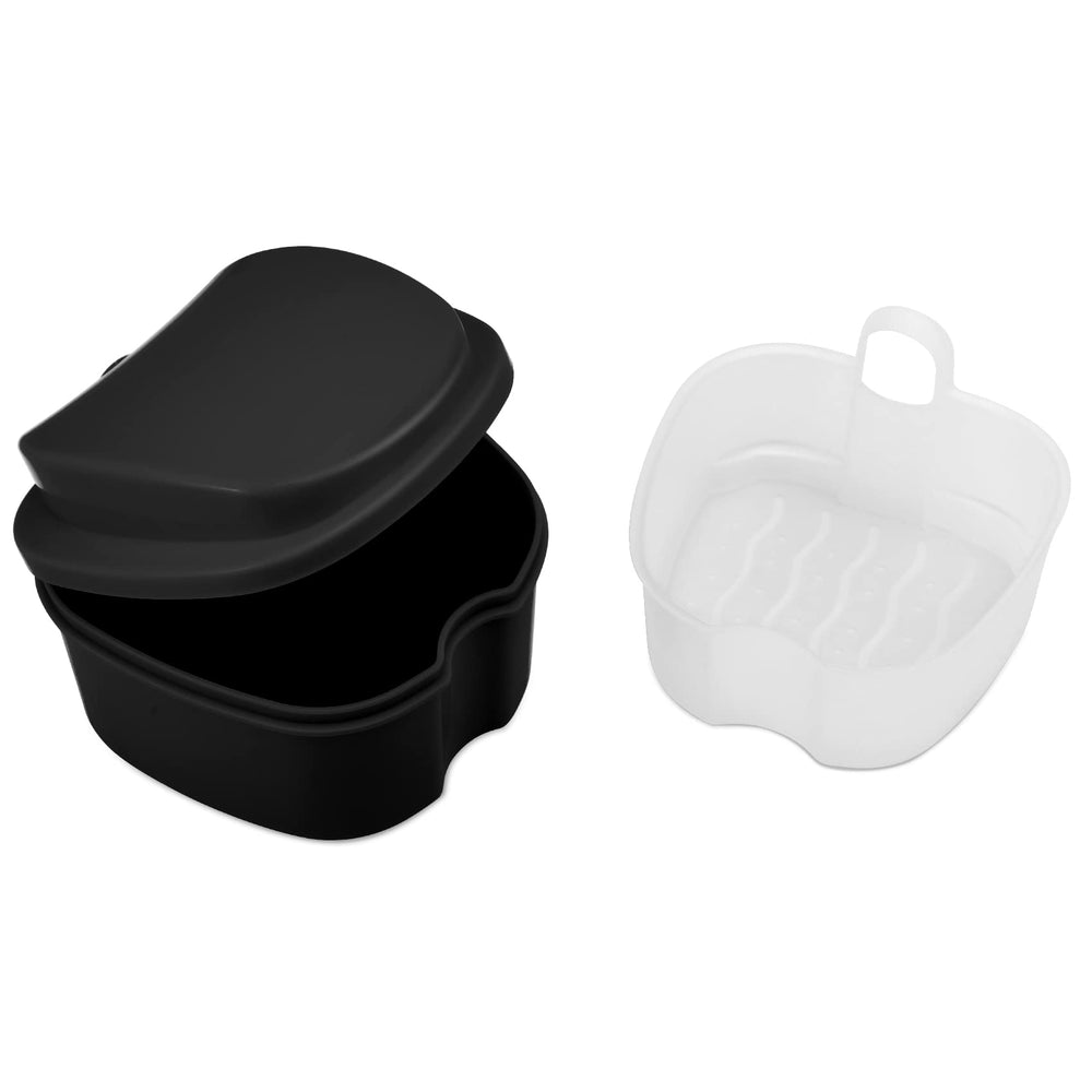 Denture cup used as small storage box for dentures and mouthguards