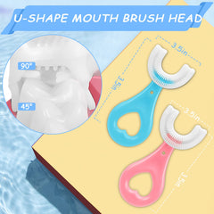 ANOOVV U-shaped toddler toothbrush pink color front view