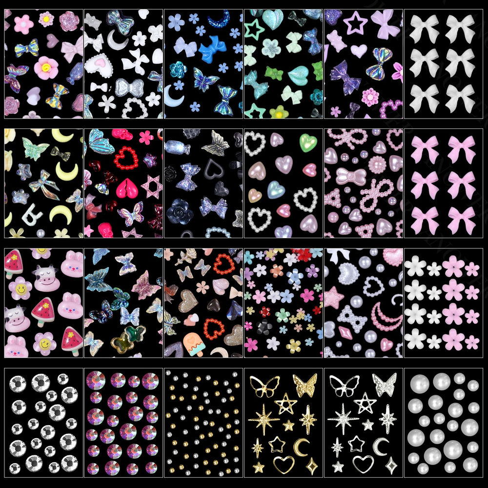 Anower 3D nail charms with stars and bows offer stylish accents