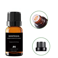 Mantasha bergamot-pepper-geranium notes showcased in glass bottle for refined spaces.