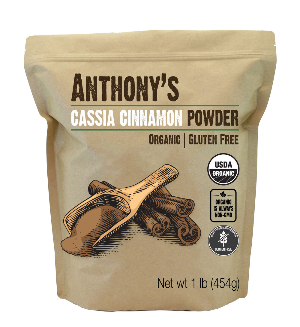 Front label of Anthony's Organic Cassia Cinnamon Powder 1 lb