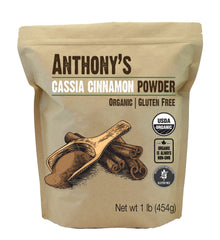 Front label of Anthony's Organic Cassia Cinnamon Powder 1 lb