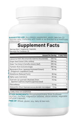Product branding highlighting anti-aging, energy, and brain support