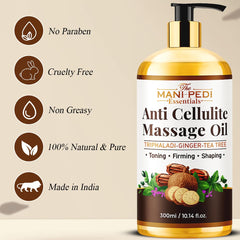 Application of anti-cellulite massage oil on skin