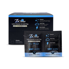 Front view of anti-fog wipes pack with wet and dry wipes