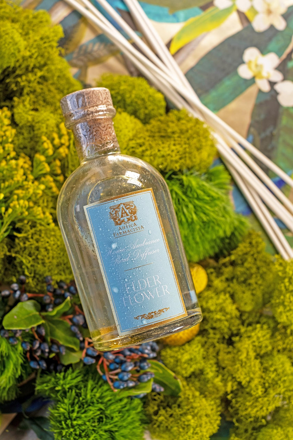 Close-up of luxury glass diffuser vessel
