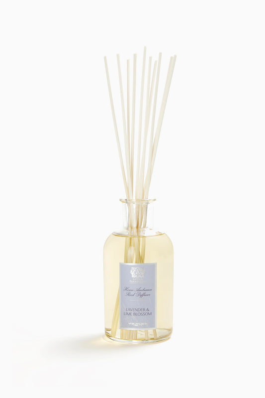 Antica Farmacista Home Ambiance Diffuser with Lavender & Lime Blossom in a 16.9 oz glass bottle with reeds