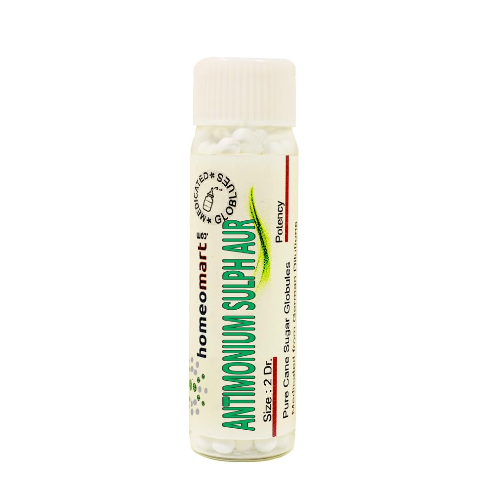 Close-up of Antimonium Sulphuratum Aureum 6C pellets pack 3