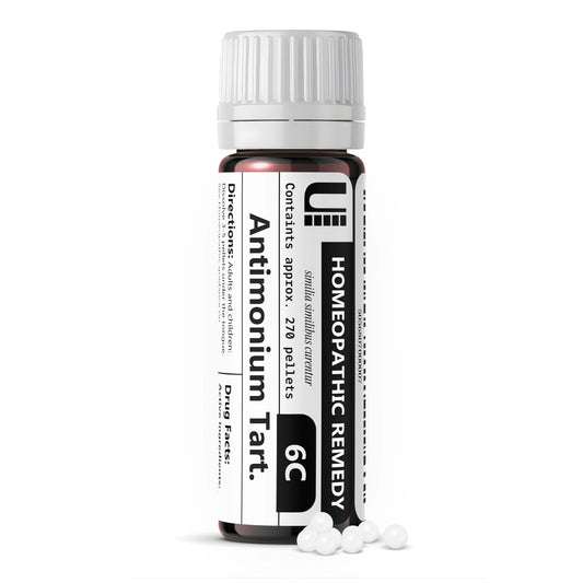 Antimonium Tartaricum 6C homeopathic remedy bottle with 270 pellets