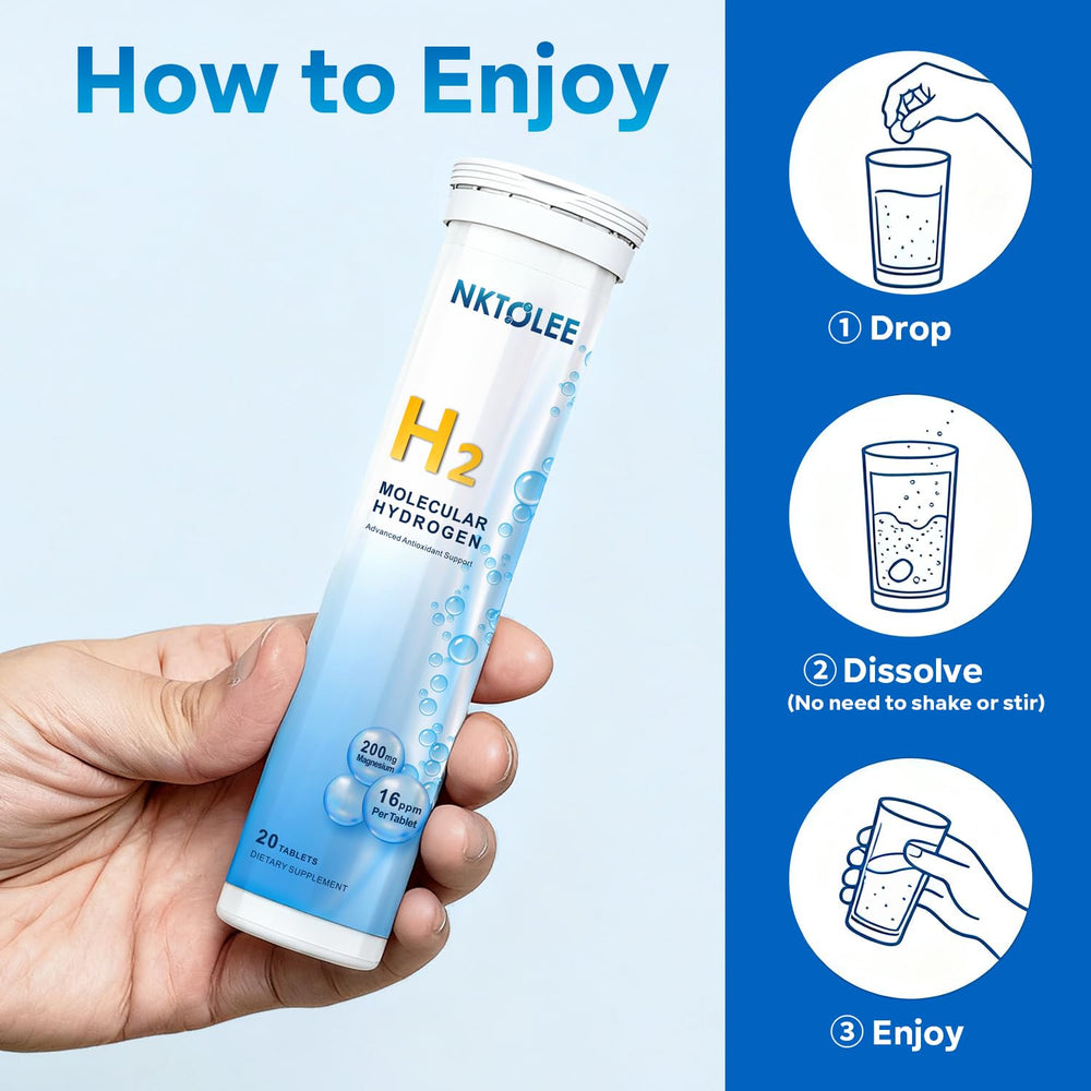 Graphic representing antioxidant support from hydrogen tablets