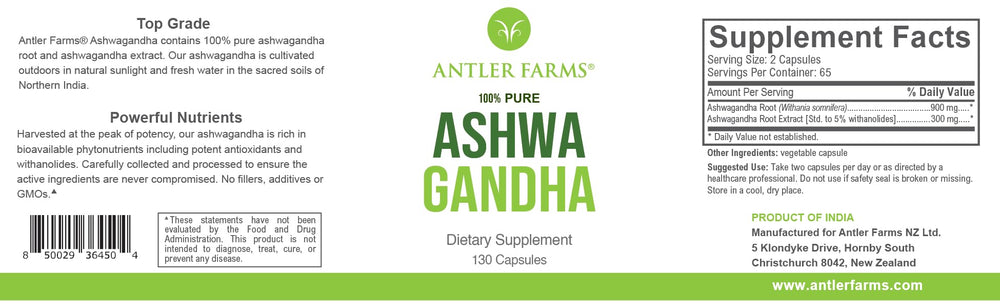 Ashwagandha raw root and extract blend